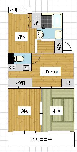 新堀ハイツ(3LDK/4階)の間取り写真