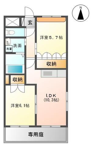 洋光ハウス(2LDK/1階)の間取り写真