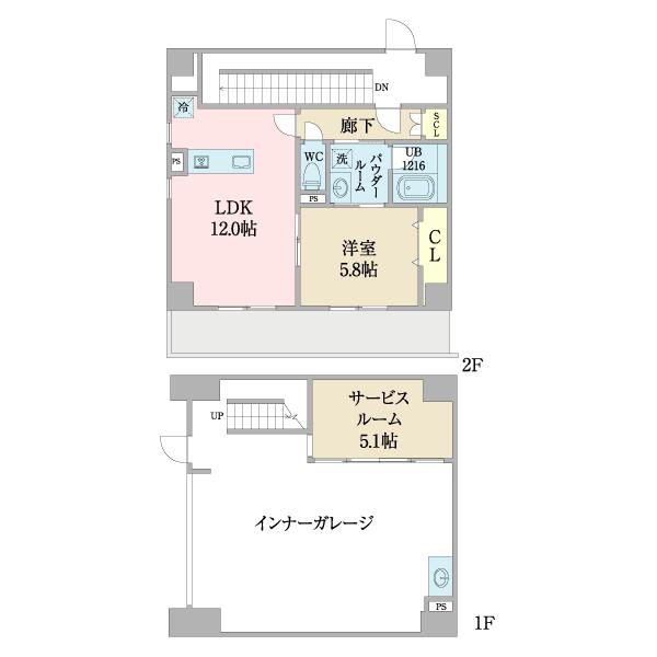 グランレジデンス大橋(2LDK/1階)の間取り写真
