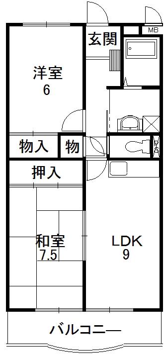 メゾンルミエール(2LDK/1階)の間取り写真