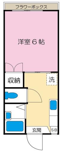 ジョイフルスズキ(1K/1階)の間取り写真