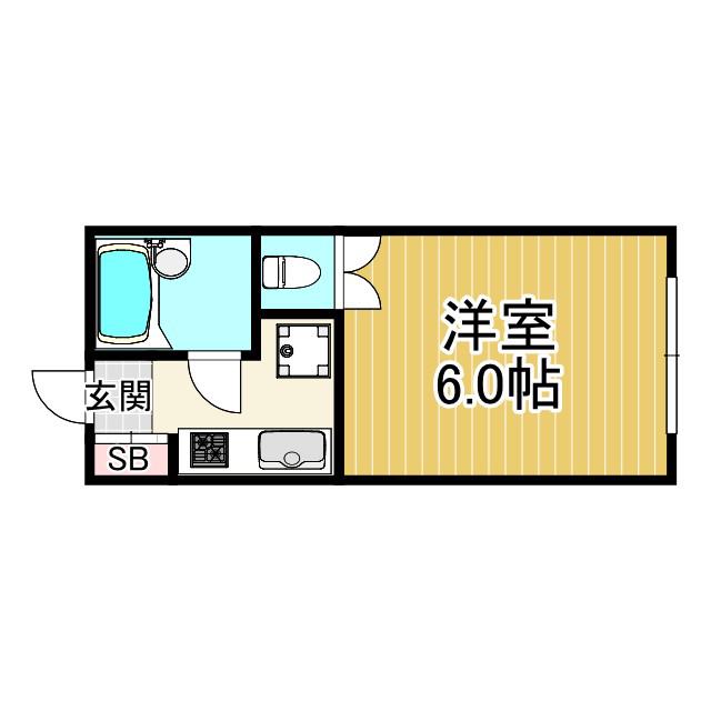 ルシェール甲東園(1K/1階)の間取り写真