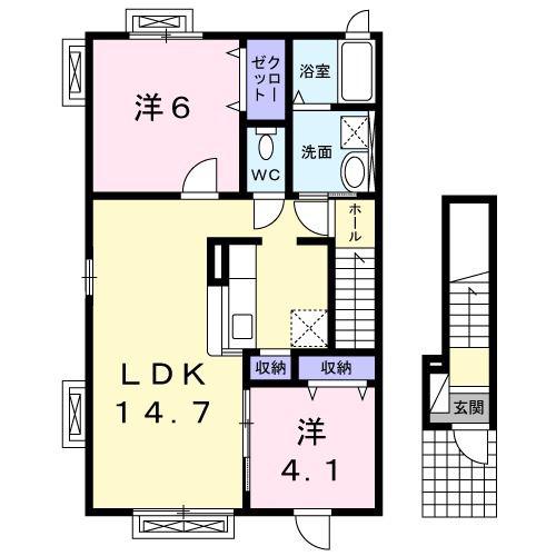 プレジール(2LDK/2階)の間取り写真