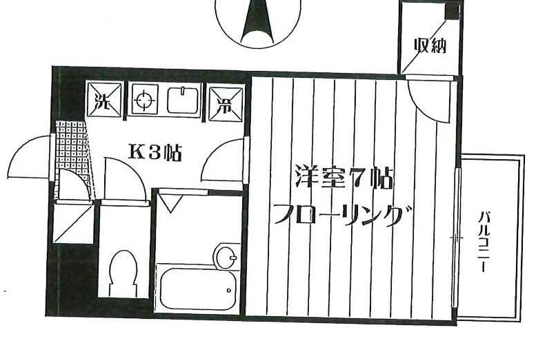 マンションK(1K/2階)の間取り写真