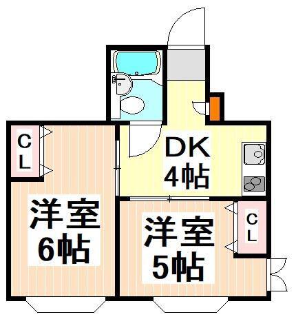 ラポルタイズミ(2DK/2階)の間取り写真