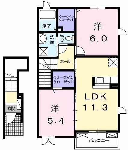 メモリーハウス(2LDK/2階)の間取り写真