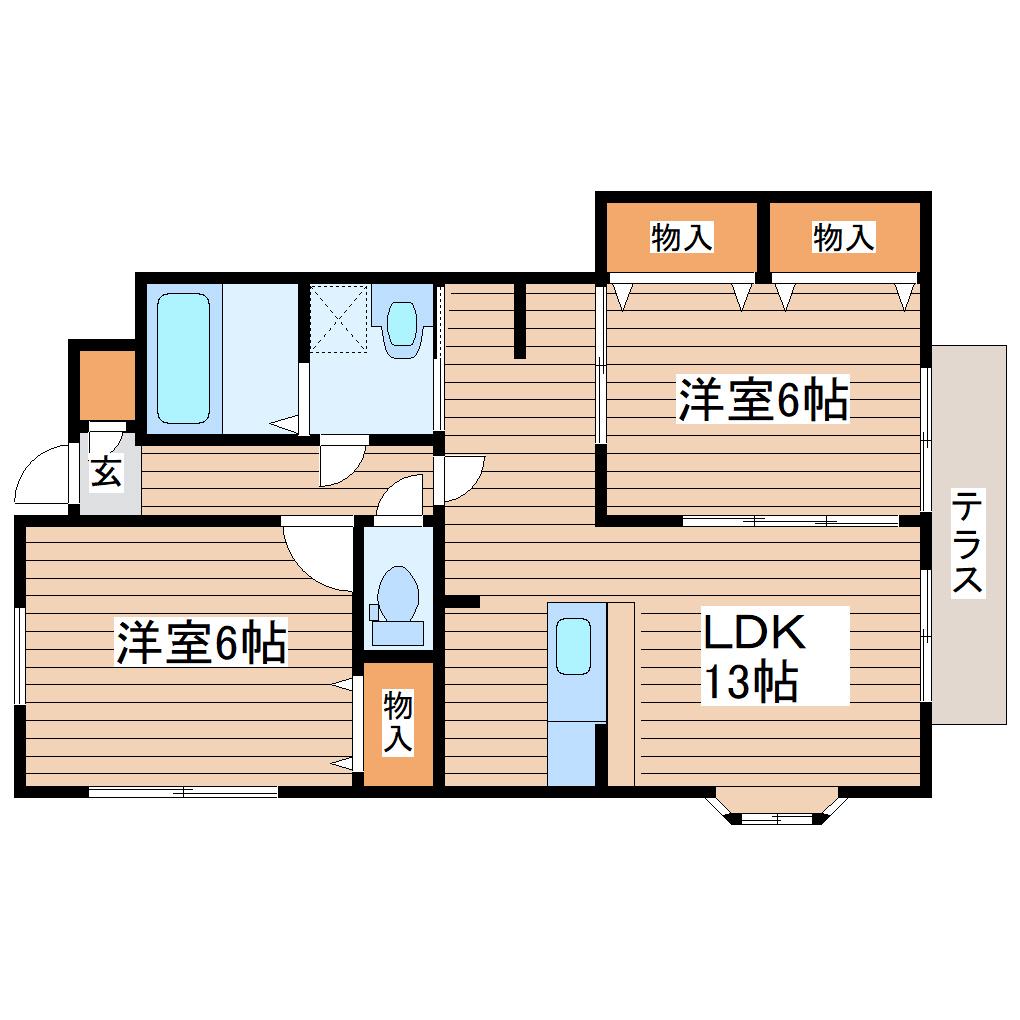 グリーンパークII(2LDK/1階)の間取り写真