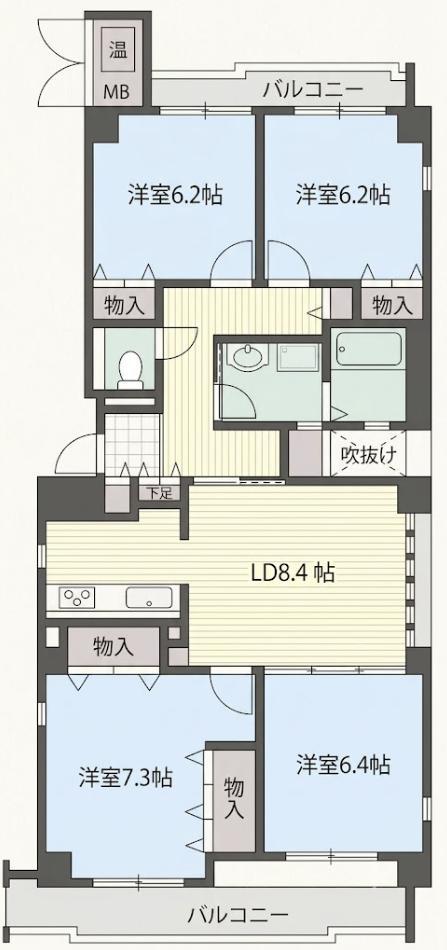 ドムスカトレ(4LDK/2階)の間取り写真