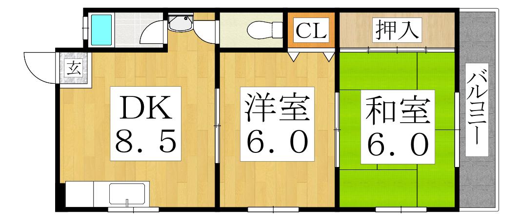 関谷ハイツ(2DK/2階)の間取り写真