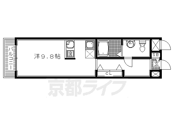 珠光ビル四条大宮II(ワンルーム/3階)の間取り写真