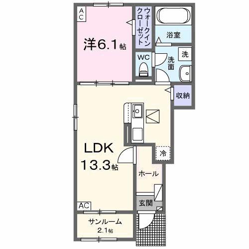 SEJOUR・セジュール(1LDK/1階)の間取り写真