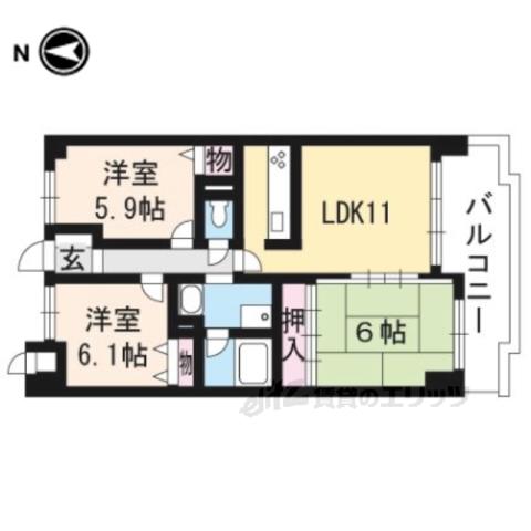 プリオーレ京都西院903(3LDK/9階)の間取り写真