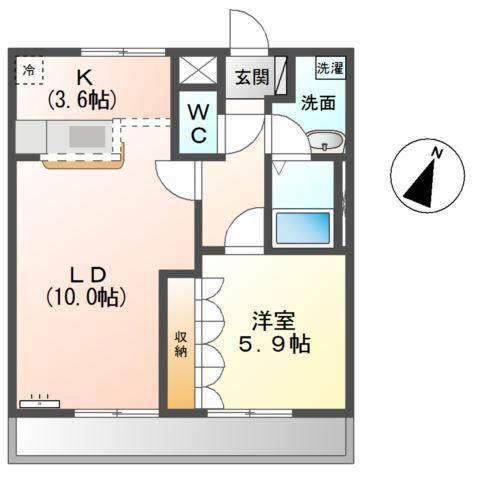 ラビランスA(1LDK/2階)の間取り写真