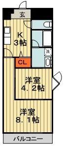 サングリーン新宿(2K/3階)の間取り写真