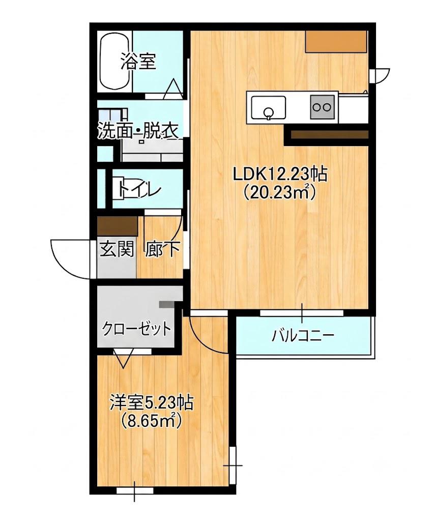 エルクルー舟入南(1LDK/2階)の間取り写真