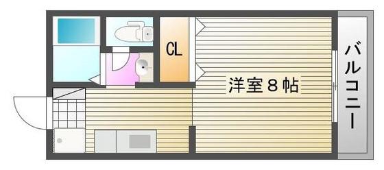 パステル庭瀬 A棟(1K/2階)の間取り写真