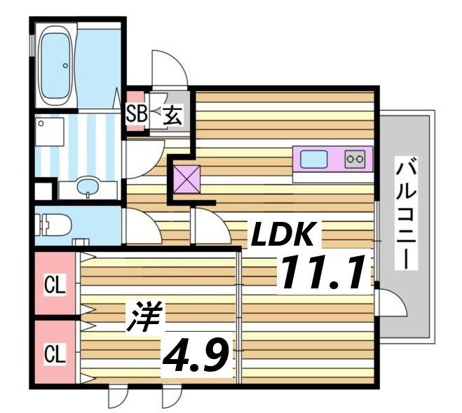 フレアコート(1LDK/3階)の間取り写真