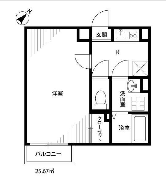 アムールVERT U(1K/2階)の間取り写真