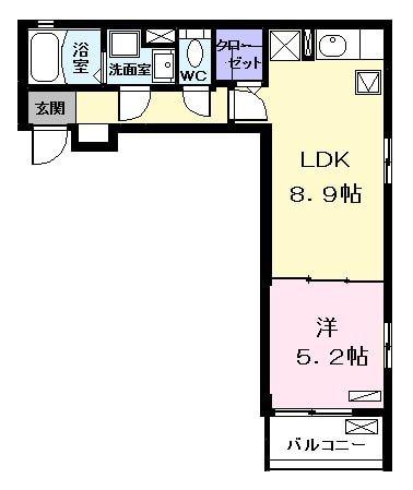 カーサ川前(1LDK/1階)の間取り写真