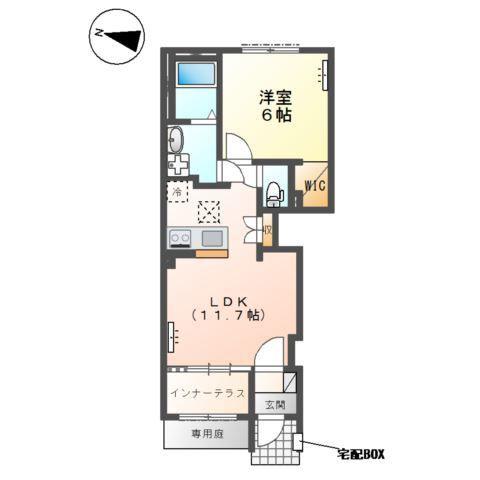西城南アパート(1LDK/1階)の間取り写真