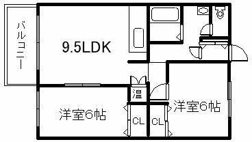エーコーパティオス(2LDK/1階)の間取り写真