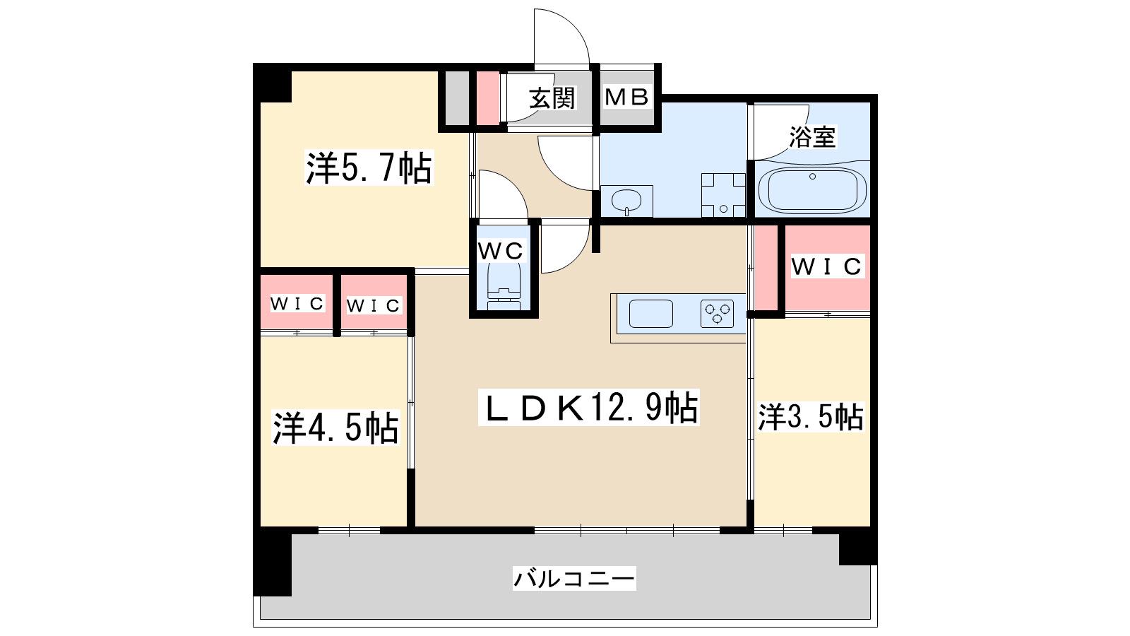 セレニテ梅田北グランデ(3LDK/14階)の間取り写真