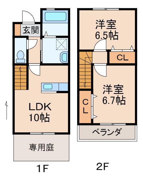 クラウンハイツ西浜II(2LDK/1階)の間取り写真