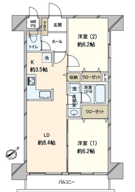 ソネット上池袋(2LDK/12階)の間取り写真