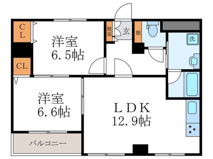 リエス西院(2LDK/5階)の間取り写真