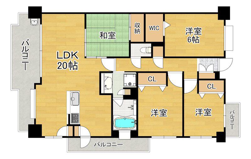 アソシアビュー博多アドレス(4LDK/3階)の間取り写真