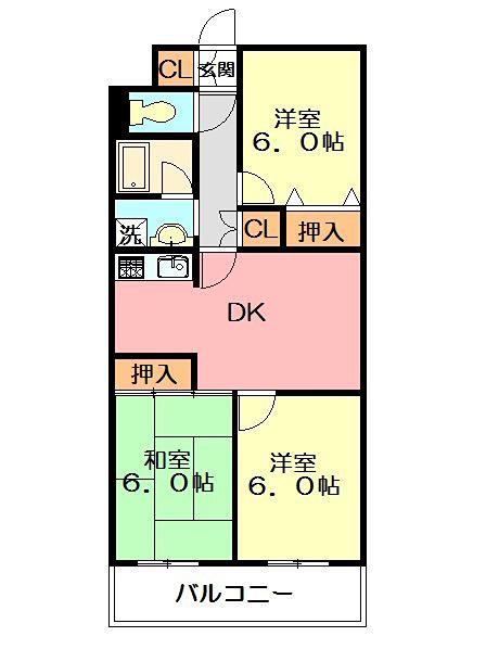 ダンデライアン鵠沼(3DK/3階)の間取り写真