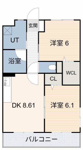 ＪＲ東海道本線 共和駅 徒歩19分 3階建 築23年(2LDK/2階)の間取り写真