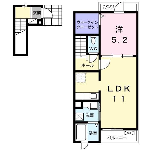 モスアゲート(1LDK/2階)の間取り写真