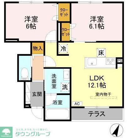 ヴィラノワール N N(2LDK/1階)の間取り写真