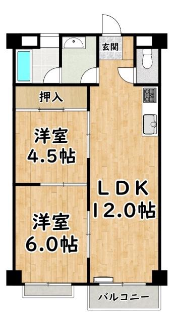 リバーサイド新淀ハイツ(2LDK/5階)の間取り写真