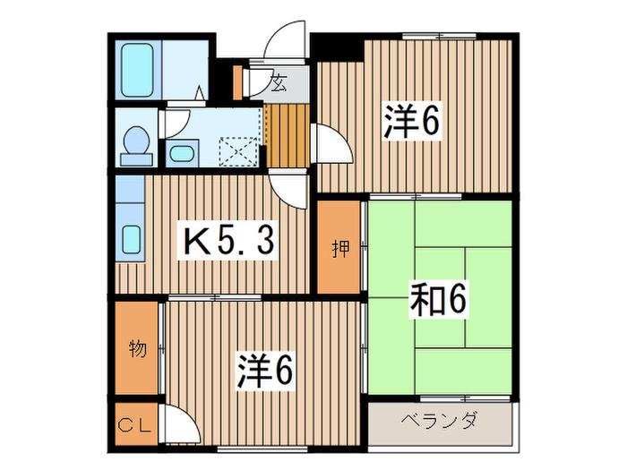 コクフホームズI(3K/2階)の間取り写真