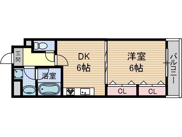フロンティア中川(1DK/2階)の間取り写真