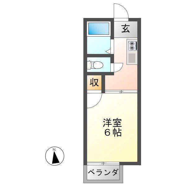 クオリティーハイツ2(1K/2階)の間取り写真