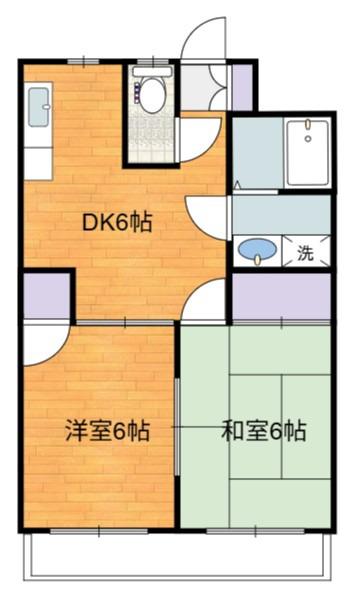 パティオ仲町(2DK/1階)の間取り写真