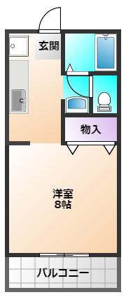 ジュネスII(1K/1階)の間取り写真