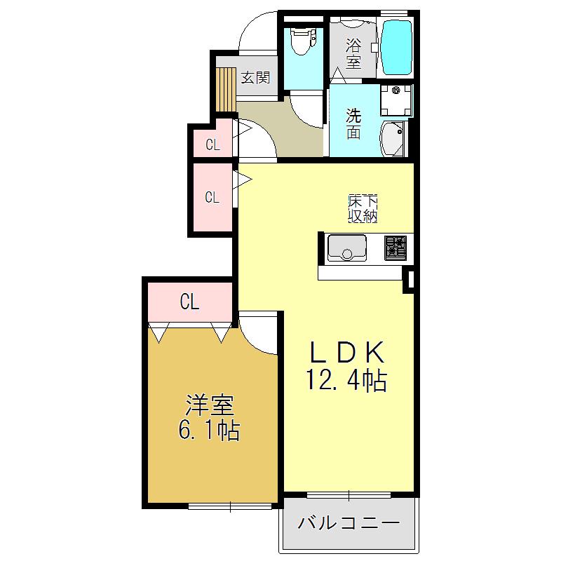 ジェントリーI(1LDK/1階)の間取り写真