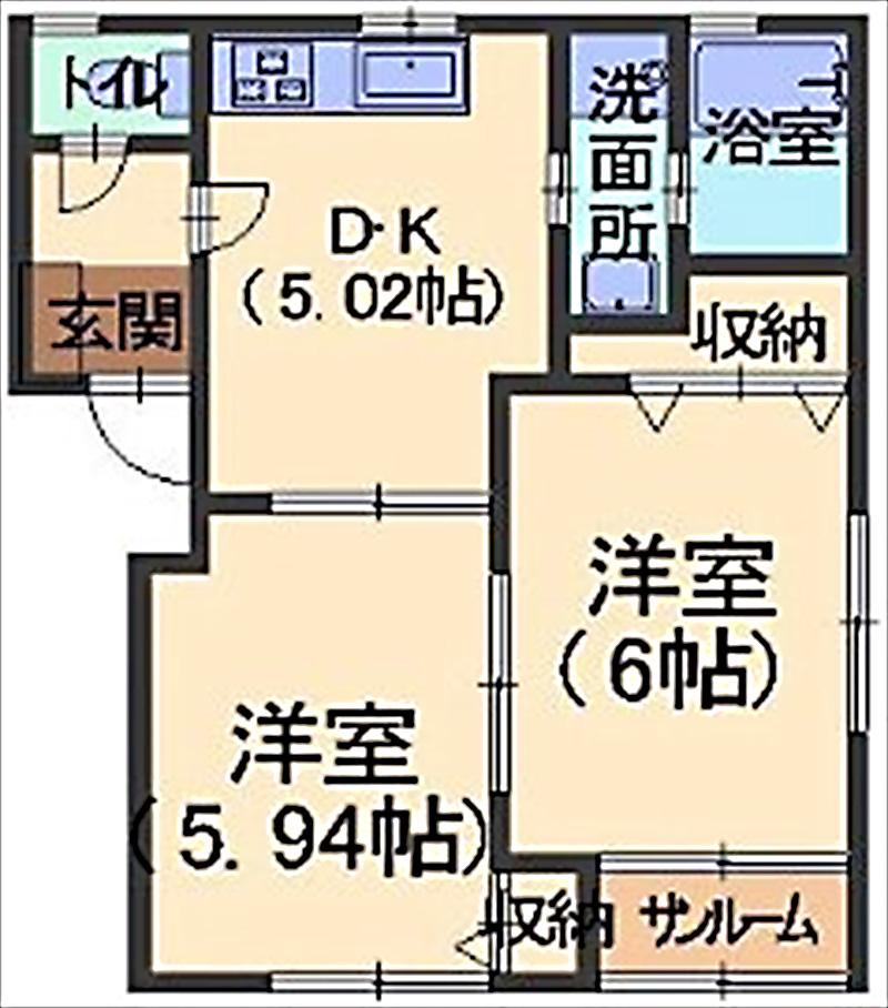 テンダリー(2K/1階)の間取り写真