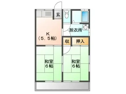 みのりコーポA棟(2K/1階)の間取り写真