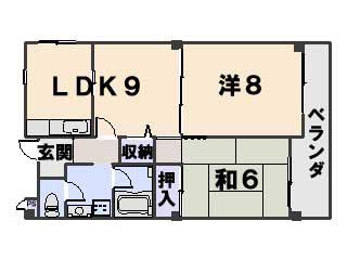 ガーデンプレイス寺岡(2LDK/5階)の間取り写真