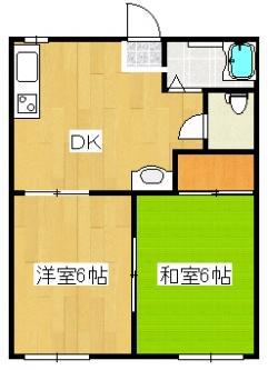ハイツロゼ(2DK/2階)の間取り写真
