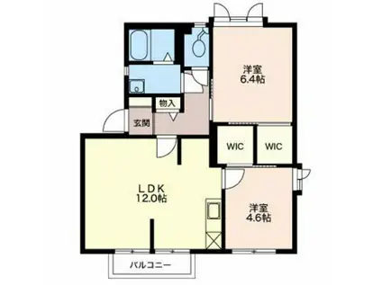 メゾンクレール原II C(2LDK/1階)の間取り写真