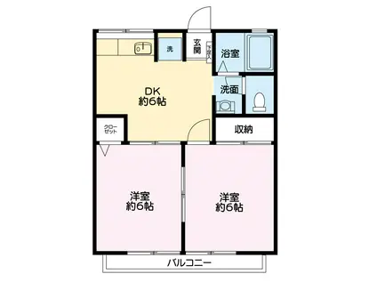 メゾンボヌール(2DK/1階)の間取り写真