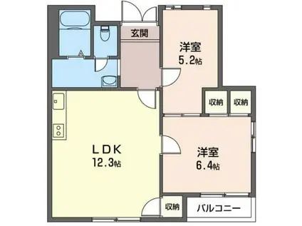 サン・ピュア港南台 積水ハウス(2LDK/1階)の間取り写真