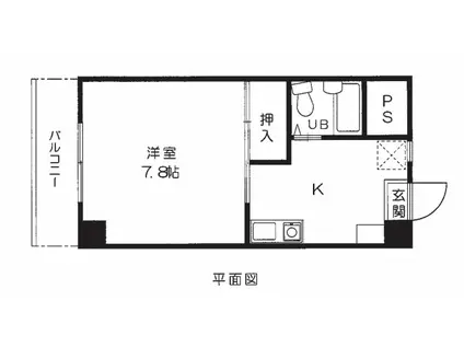 ドゥエリングビル(1K/4階)の間取り写真