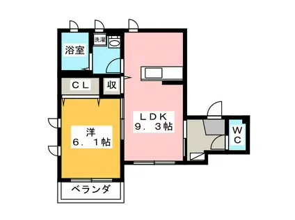 アークチェリー(1LDK/2階)の間取り写真